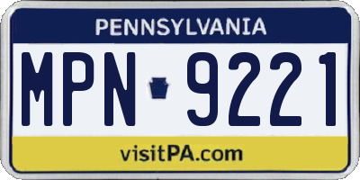 PA license plate MPN9221