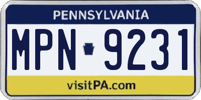 PA license plate MPN9231