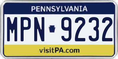 PA license plate MPN9232