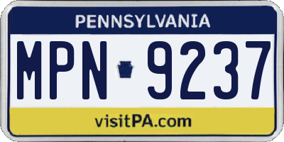 PA license plate MPN9237
