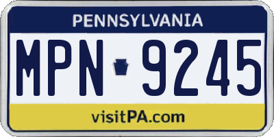 PA license plate MPN9245