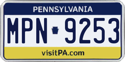 PA license plate MPN9253
