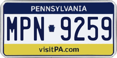 PA license plate MPN9259