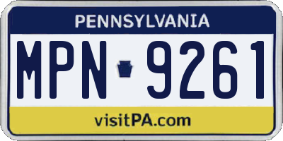 PA license plate MPN9261