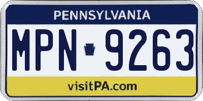 PA license plate MPN9263
