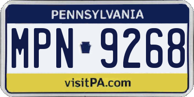 PA license plate MPN9268