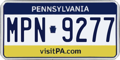 PA license plate MPN9277
