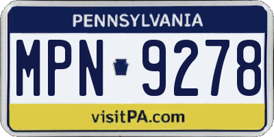 PA license plate MPN9278