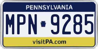 PA license plate MPN9285