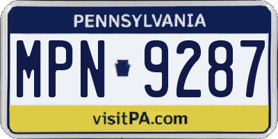 PA license plate MPN9287