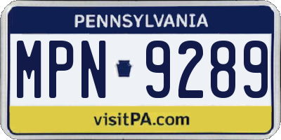 PA license plate MPN9289