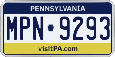 PA license plate MPN9293