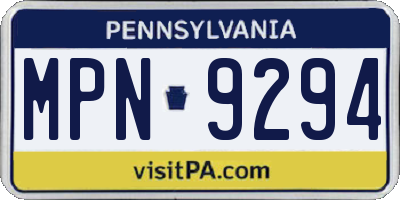 PA license plate MPN9294