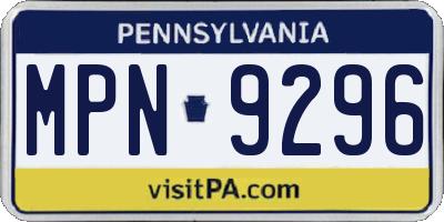 PA license plate MPN9296