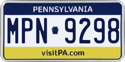 PA license plate MPN9298
