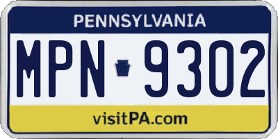 PA license plate MPN9302