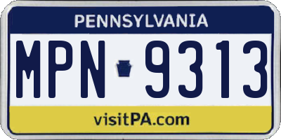 PA license plate MPN9313