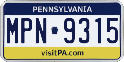PA license plate MPN9315