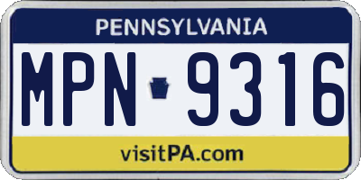 PA license plate MPN9316