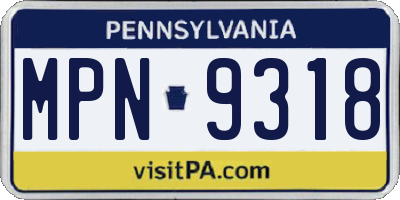 PA license plate MPN9318