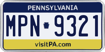 PA license plate MPN9321