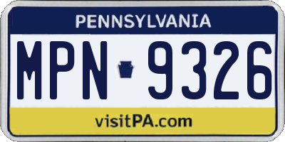 PA license plate MPN9326
