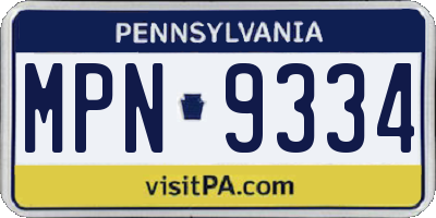 PA license plate MPN9334