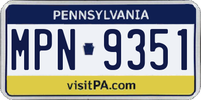 PA license plate MPN9351