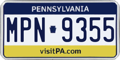 PA license plate MPN9355