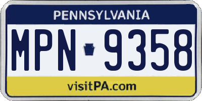 PA license plate MPN9358