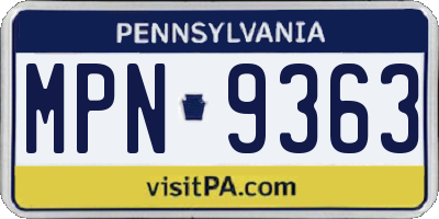 PA license plate MPN9363