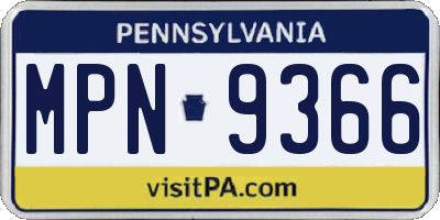PA license plate MPN9366