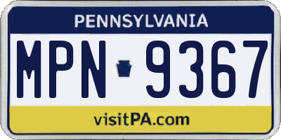 PA license plate MPN9367