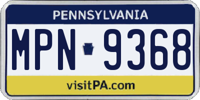 PA license plate MPN9368