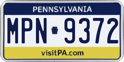PA license plate MPN9372