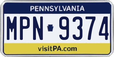 PA license plate MPN9374