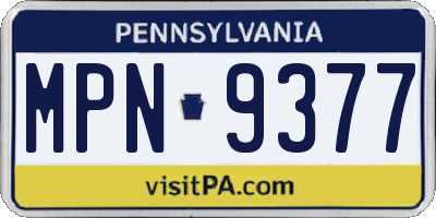 PA license plate MPN9377