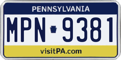 PA license plate MPN9381