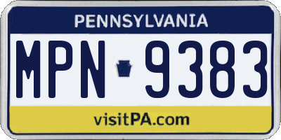 PA license plate MPN9383