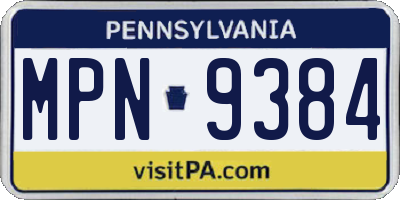 PA license plate MPN9384