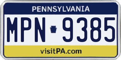 PA license plate MPN9385