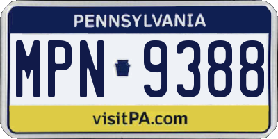 PA license plate MPN9388