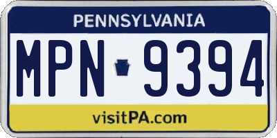 PA license plate MPN9394