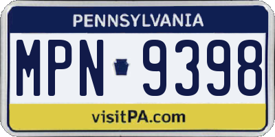 PA license plate MPN9398
