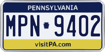 PA license plate MPN9402