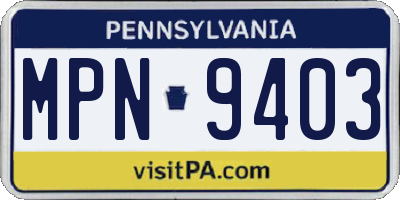 PA license plate MPN9403