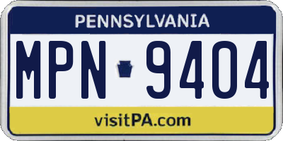 PA license plate MPN9404