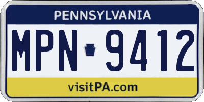 PA license plate MPN9412