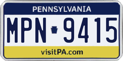 PA license plate MPN9415
