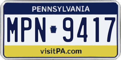 PA license plate MPN9417